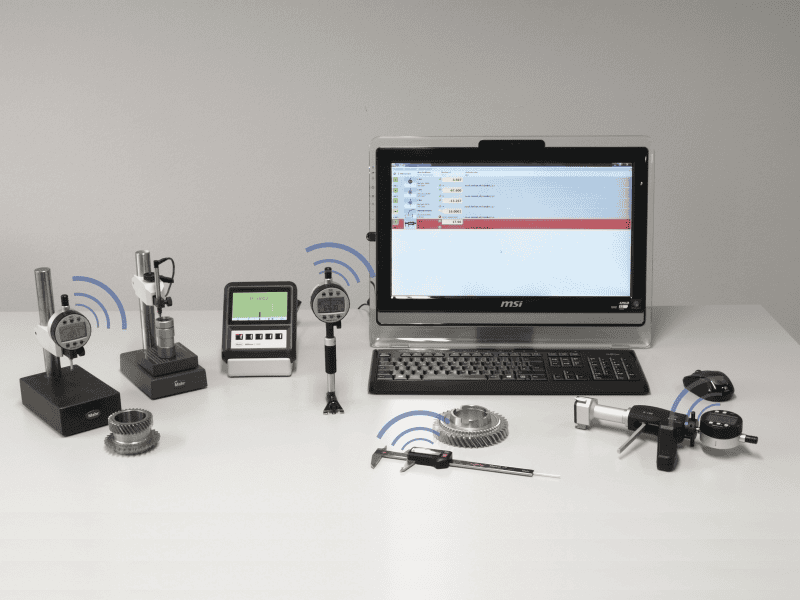 การตั้งค่าระบบ Mahrconnect ที่แสดงเครื่องมือวัด Mahr ไร้สาย (คาลิปเปอร์ ไมโครมิเตอร์) ส่งข้อมูลไปยังคอมพิวเตอร์เพื่อการจัดการข้อมูลแบบ Real-time