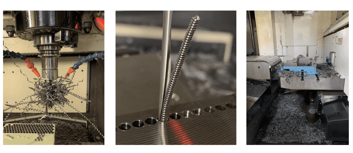 เศษเจาะจากดอกสว่านทั่วไปและเศษเจาะแบบเกลียวสม่ำเสมอของ Crea Borer ที่ช่วยป้องกันเศษพันกัน