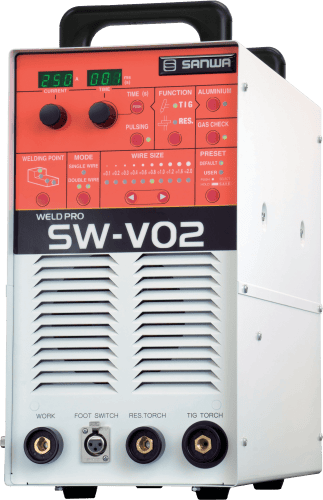 เครื่องเชื่อมเย็นซ่อมแม่พิมพ์ Sanwa SW-V02 แสดงปุ่มควบคุมและหน้าจอระบบดิจิทัล