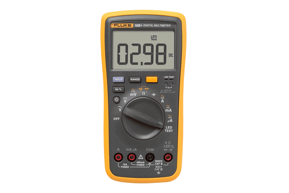 ดิจิทัลมัลติมิเตอร์ Fluke รุ่น 18B+ พร้อมฟังก์ชัน LED Test สำหรับทดสอบหลอดไฟและค่าแรงดัน Forward Voltage