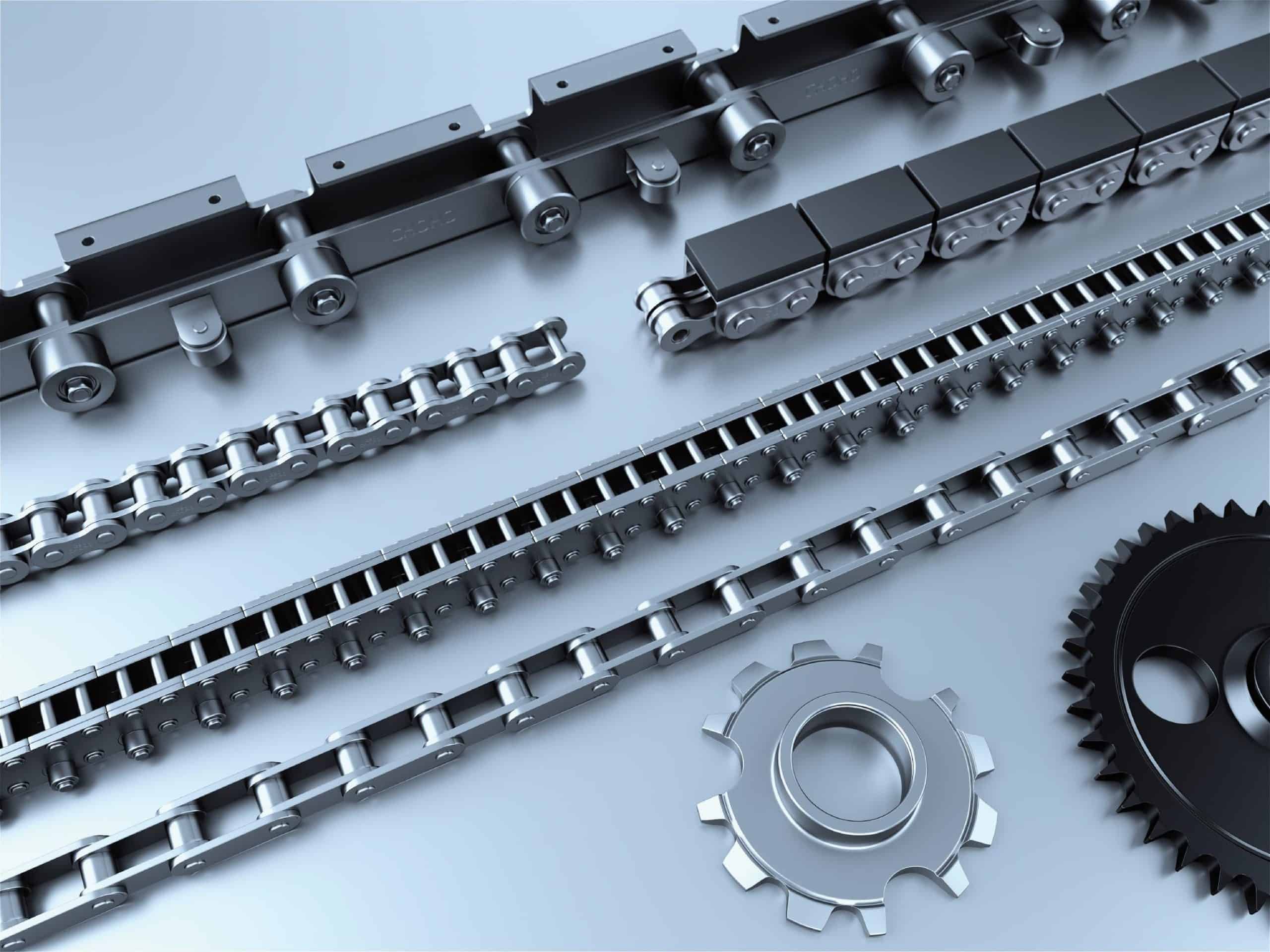 Premium industrial chains collection and sprockets supplied by Factory Max for manufacturing lines