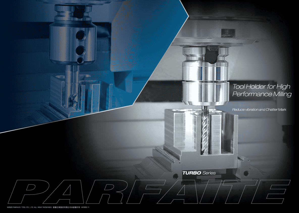 Parfaite Turbo Series tool holder for high performance milling reducing vibration and chatter mark